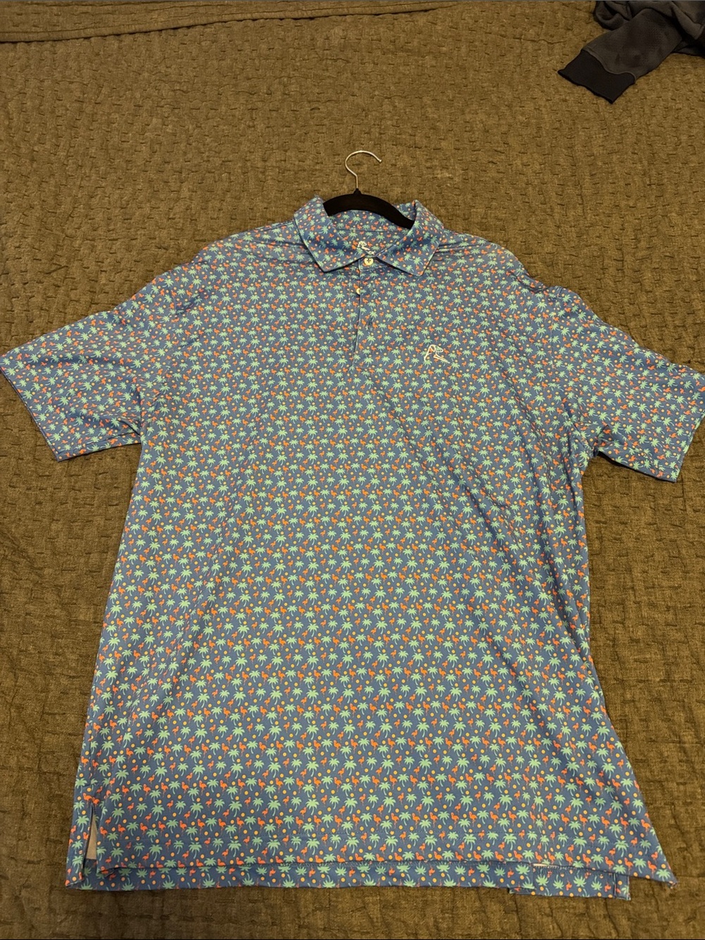 Rhoback Light Blue Tropical-Print Polo